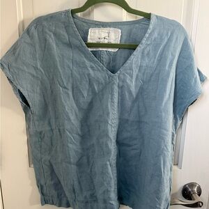 Not Perfect Linen Blouse Blue S/M